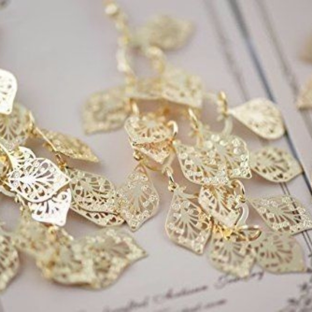 2 Pairs of Multilayer Leaf Earrings Fashion Brass - Picture 7 of 7